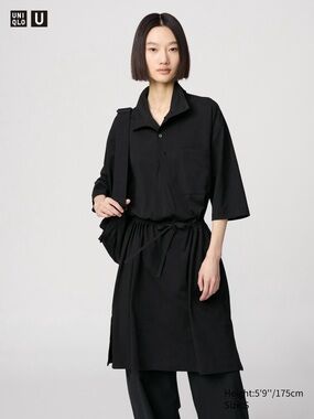 Uniqlo U Black Drawstring Shirt Dress